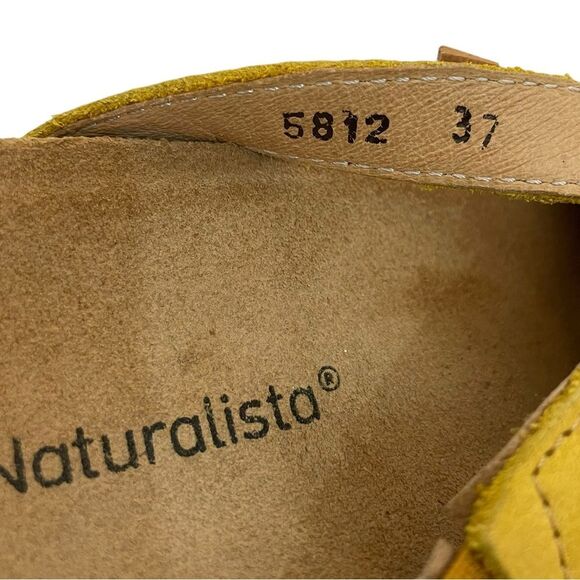 El Naturalista Panglao Leather Slip-On Yellow Brown‎ Leaf Sandals Size 37 NWOT - Picture 9 of 10